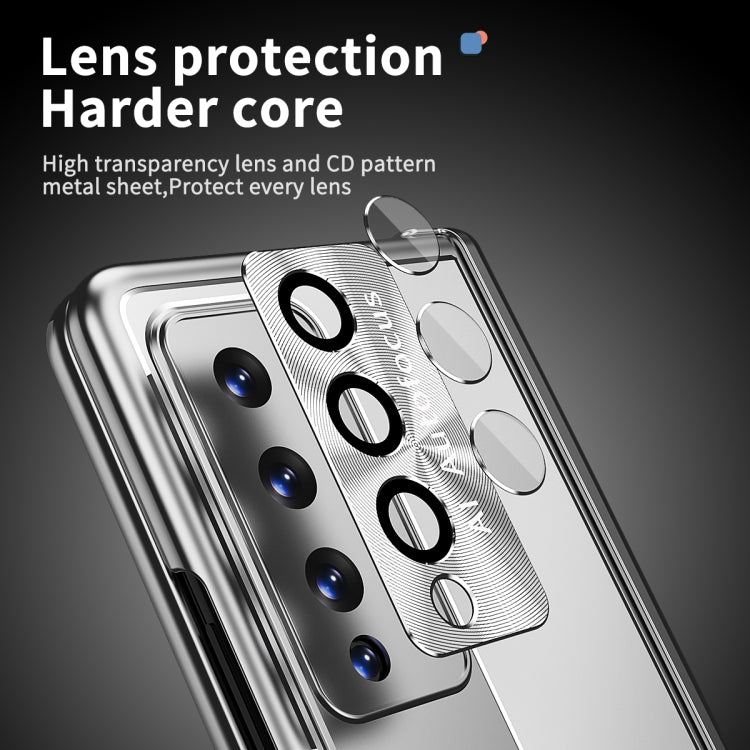 For Samsung Galaxy Z Fold3 5G Aluminum Alloy Double Hinge Shockproof Phone Protective Case(Silver)