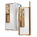 For Samsung Galaxy Z Fold4 Aluminum Alloy Double Hinge Shockproof Phone Protective Case(Silver Gold)