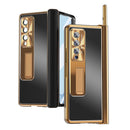 For Samsung Galaxy Z Fold4 Aluminum Alloy Double Hinge Shockproof Phone Protective Case(Black Gold)