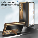 For Samsung Galaxy Z Fold4 Aluminum Alloy Double Hinge Shockproof Phone Protective Case(Black Gold)