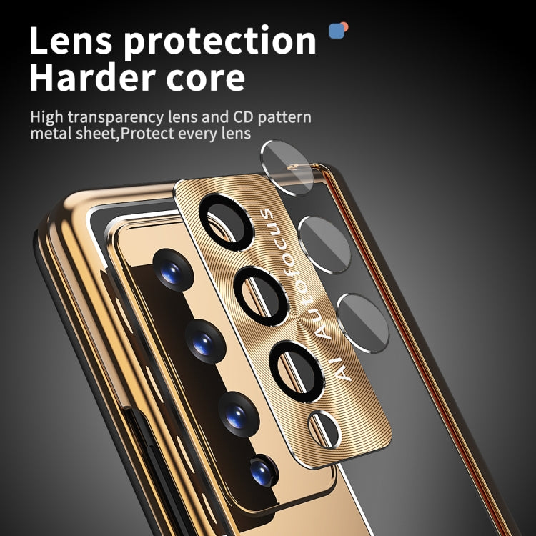 For Samsung Galaxy Z Fold4 Aluminum Alloy Double Hinge Shockproof Phone Protective Case(Black Gold)