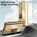 For Samsung Galaxy Z Fold4 Aluminum Alloy Double Hinge Shockproof Phone Protective Case(Champagne Gold)