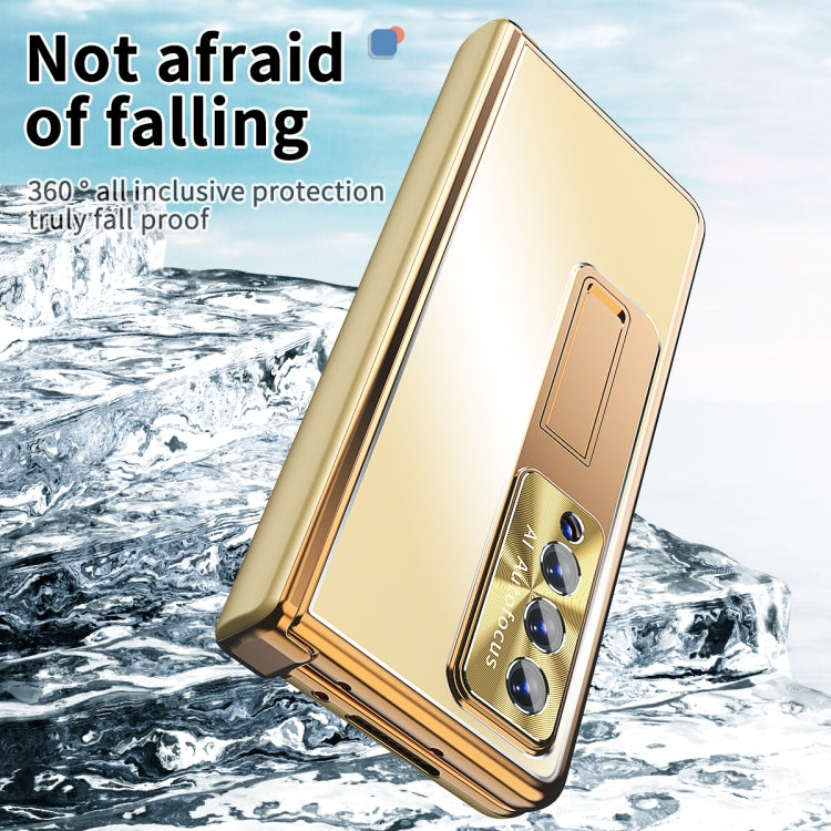 For Samsung Galaxy Z Fold4 Aluminum Alloy Double Hinge Shockproof Phone Protective Case(Champagne Gold)