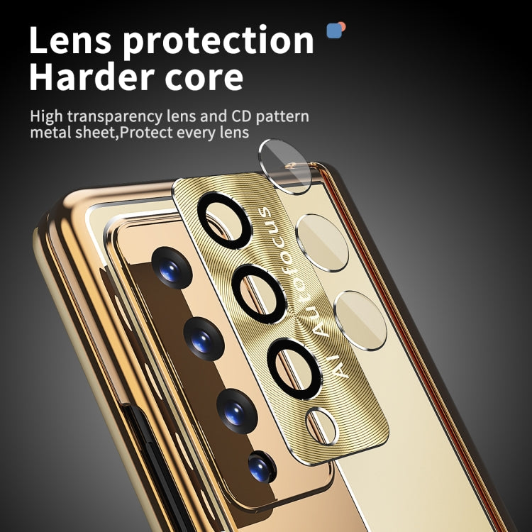 For Samsung Galaxy Z Fold4 Aluminum Alloy Double Hinge Shockproof Phone Protective Case(Champagne Gold)
