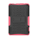 For Amazon Kindle Fire 7 2022 Tire Texture TPU + PC Tablet Case with Holder(Pink)