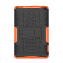 For Amazon Kindle Fire 7 2022 Tire Texture TPU + PC Tablet Case with Holder(Orange)