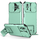 For Xiaomi Redmi Note 10 4G Stereoscopic Holder Sliding Camshield Phone Case(Light Blue)