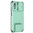 For Xiaomi Redmi Note 10 4G Stereoscopic Holder Sliding Camshield Phone Case(Light Blue)
