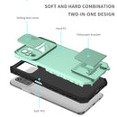 For Xiaomi Redmi Note 10 4G Stereoscopic Holder Sliding Camshield Phone Case(Light Blue)
