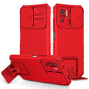 For Xiaomi Redmi Note 10 4G Stereoscopic Holder Sliding Camshield Phone Case(Red)