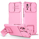 For Xiaomi Redmi Note 10 4G Stereoscopic Holder Sliding Camshield Phone Case(Pink)