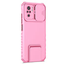 For Xiaomi Redmi Note 10 4G Stereoscopic Holder Sliding Camshield Phone Case(Pink)