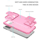 For Xiaomi Redmi Note 10 4G Stereoscopic Holder Sliding Camshield Phone Case(Pink)