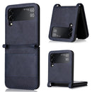 For Samsung Galaxy Z Filp4 5G Vintage Texture Folding Leather Phone Case(Blue)