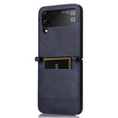 For Samsung Galaxy Z Filp4 5G Vintage Texture Folding Leather Phone Case(Blue)
