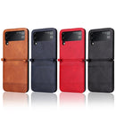 For Samsung Galaxy Z Filp4 5G Vintage Texture Folding Leather Phone Case(Blue)