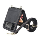 For Samsung Galaxy Z Filp4 5G Lanyard Folding Leather Phone Case(Black)