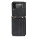 For Samsung Galaxy Z Filp4 5G Lanyard Folding Leather Phone Case(Black)