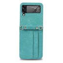 For Samsung Galaxy Z Filp4 5G Lanyard Folding Leather Phone Case(Green)