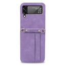 For Samsung Galaxy Z Filp4 5G Lanyard Folding Leather Phone Case(Purple)