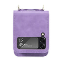 For Samsung Galaxy Z Filp4 5G Lanyard Folding Leather Phone Case(Purple)