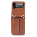 For Samsung Galaxy Z Filp4 5G Lanyard Folding Leather Phone Case(Brown)