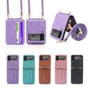 For Samsung Galaxy Z Filp4 5G Lanyard Folding Leather Phone Case(Brown)