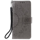 For iPhone 14 Pro Max Totem Flower Embossed Leather Case (Grey)