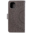 For iPhone 14 Pro Max Totem Flower Embossed Leather Case (Grey)