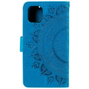 For iPhone 14 Pro Max Totem Flower Embossed Leather Case (Blue)