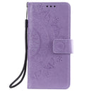 For iPhone 14 Pro Max Totem Flower Embossed Leather Case (Purple)