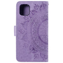 For iPhone 14 Pro Max Totem Flower Embossed Leather Case (Purple)