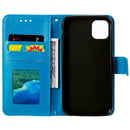 For iPhone 14 Plus Totem Flower Embossed Leather Case (Blue)