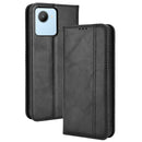 For Realme C30 4G Magnetic Buckle Retro Texture Leather Phone Case(Black)
