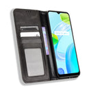 For Realme C30 4G Magnetic Buckle Retro Texture Leather Phone Case(Black)
