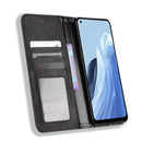 For OPPO Reno7 A Magnetic Buckle Retro Texture Leather Phone Case(Black)