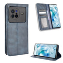 For vivo X80 5G Magnetic Buckle Retro Texture Leather Phone Case(Blue)