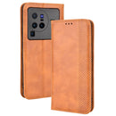 For vivo X80 Pro 5G Magnetic Buckle Retro Texture Leather Phone Case(Brown)