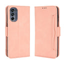 For Motorola Moto G62 5G Skin Feel Calf Texture Card Slots Leather Phone Case(Pink)