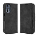 For Motorola Moto G62 5G Skin Feel Calf Texture Card Slots Leather Phone Case(Black)