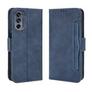 For Motorola Moto G62 5G Skin Feel Calf Texture Card Slots Leather Phone Case(Blue)