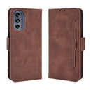 For Motorola Moto G62 5G Skin Feel Calf Texture Card Slots Leather Phone Case(Brown)