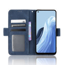 For OPPO Reno7 A Skin Feel Calf Texture Card Slots Leather Phone Case(Blue)