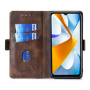 For Motorola Moto G62 5G Contrast Color Side Buckle Leather Phone Case(Light Brown+Green)