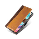 For Motorola Moto G62 5G Contrast Color Side Buckle Leather Phone Case(Dark Brown+Gold)