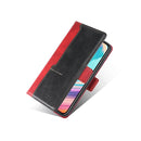 For Motorola Moto G62 5G Contrast Color Side Buckle Leather Phone Case(Red+Black)
