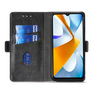 For Motorola Moto G62 5G Contrast Color Side Buckle Leather Phone Case(Black+Grey)