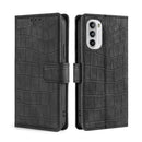 For Motorola Moto G52 4G/G82 5G Skin Feel Crocodile Magnetic Clasp Leather Phone Case(Black)