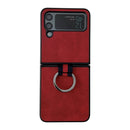 For Samsung Galaxy Z Flip4 Two-color Cowhide Texture Protective Phone Case with Ring Buckle(Red)