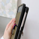 For Samsung Galaxy Z Flip4 Two-color Cowhide Texture Protective Phone Case with Ring Buckle(Green)